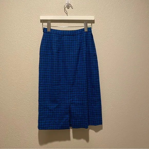 Vintage‎ Pendleton Skirt Size 6 Petite 100% Virgin Wool Blue Plaid Like New