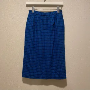 Vintage‎ Pendleton Skirt Size 6 Petite 100% Virgin Wool Blue Plaid Like New