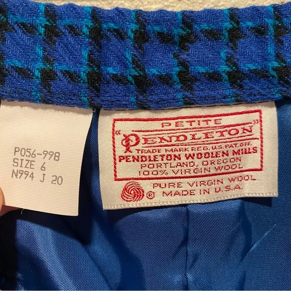 Vintage‎ Pendleton Skirt Size 6 Petite 100% Virgin Wool Blue Plaid Like New