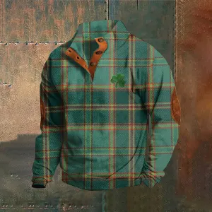 Vintage Plaid Art Graphic Print Casual Sweatshirt