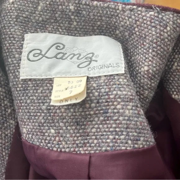 Vintage Purple Suit Jacket and Matching Skirt Wool Career Business Casual Medium