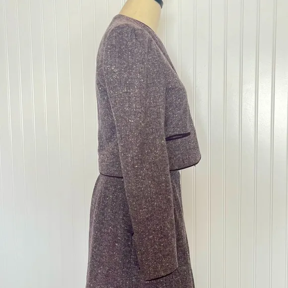 Vintage Purple Suit Jacket and Matching Skirt Wool Career Business Casual Medium