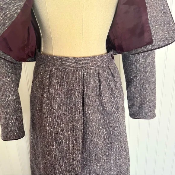 Vintage Purple Suit Jacket and Matching Skirt Wool Career Business Casual Medium