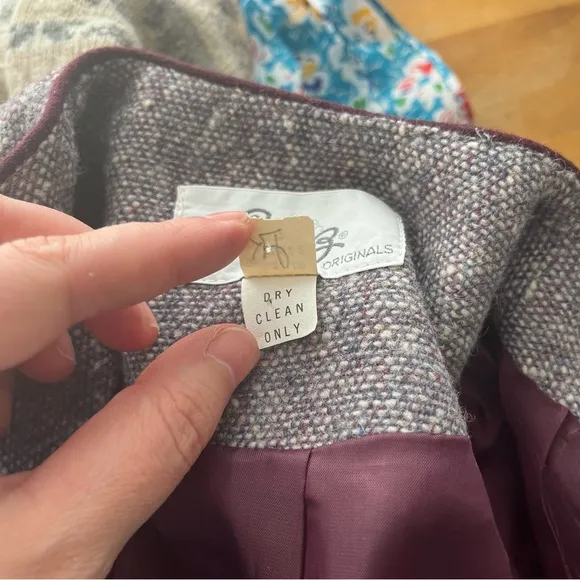 Vintage Purple Suit Jacket and Matching Skirt Wool Career Business Casual Medium