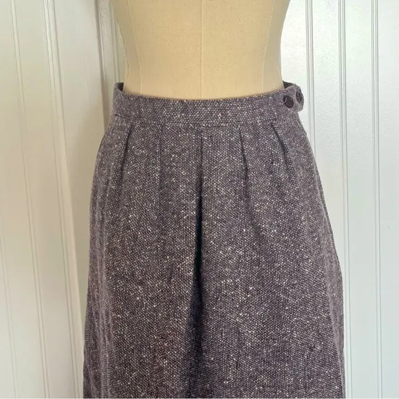 Vintage Purple Suit Jacket and Matching Skirt Wool Career Business Casual Medium