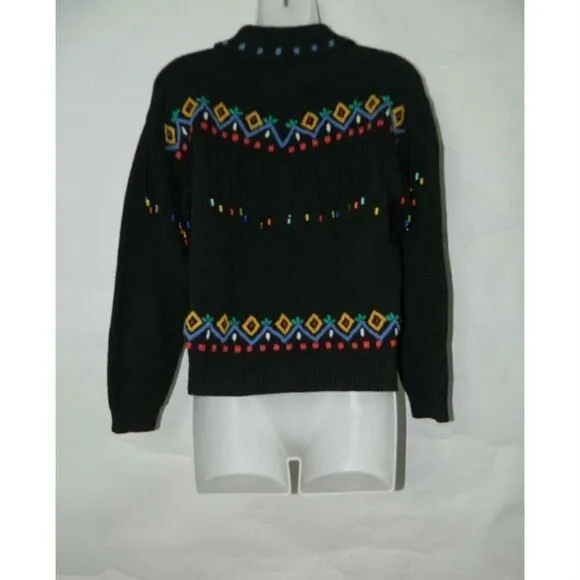 Vintage Bambu Sweater Cardigan Fringe Size M