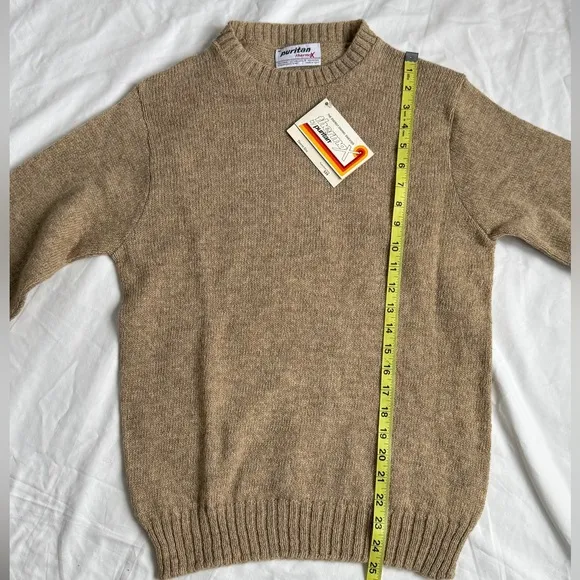 VTG 80s Puritan Made in USA Wool Beige Rustic Crewneck Sweater NWT size M