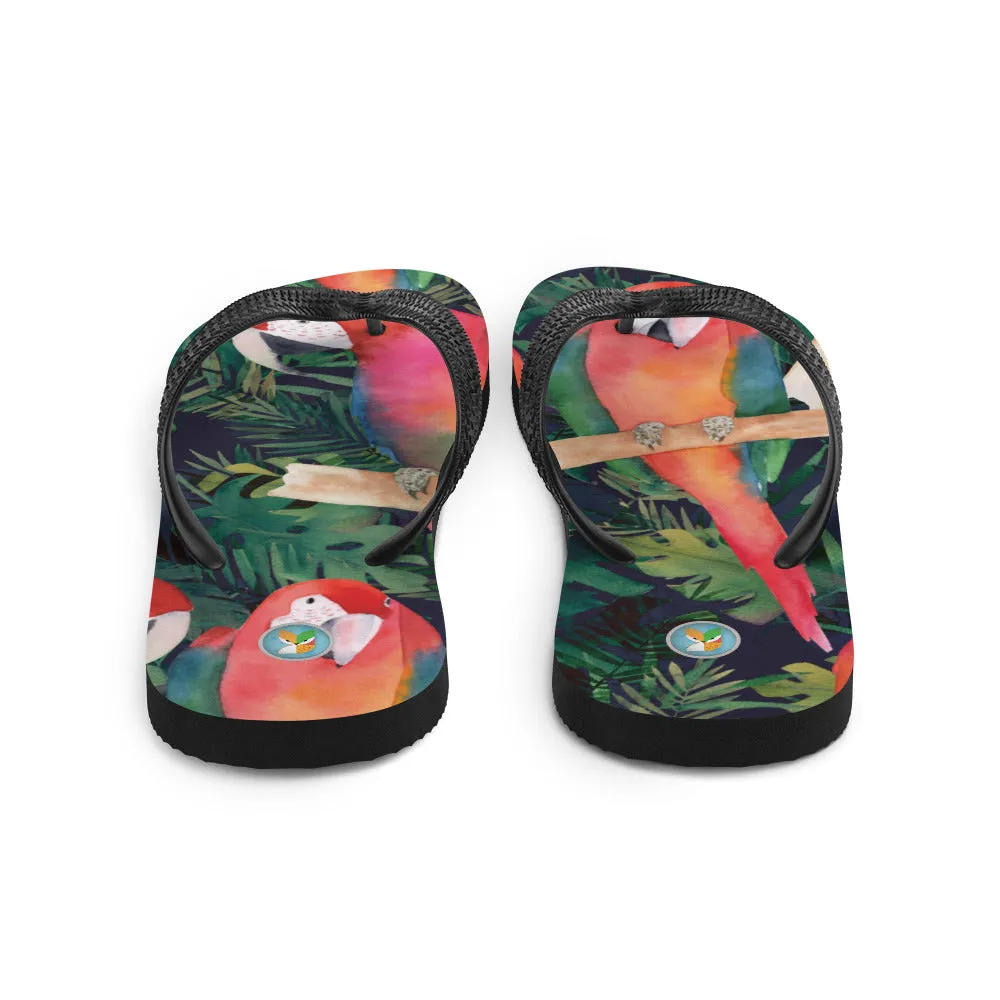 Watercolor Parrots - Flip-Flops