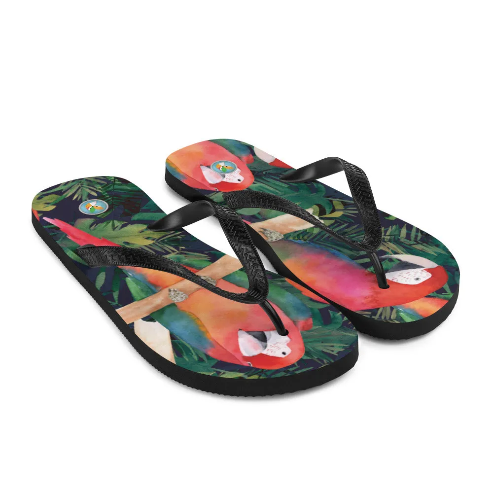 Watercolor Parrots - Flip-Flops