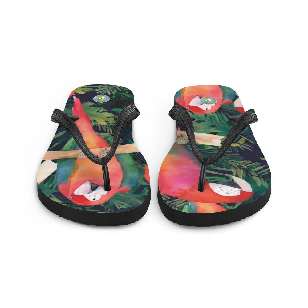 Watercolor Parrots - Flip-Flops