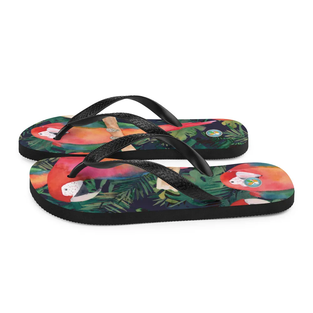 Watercolor Parrots - Flip-Flops