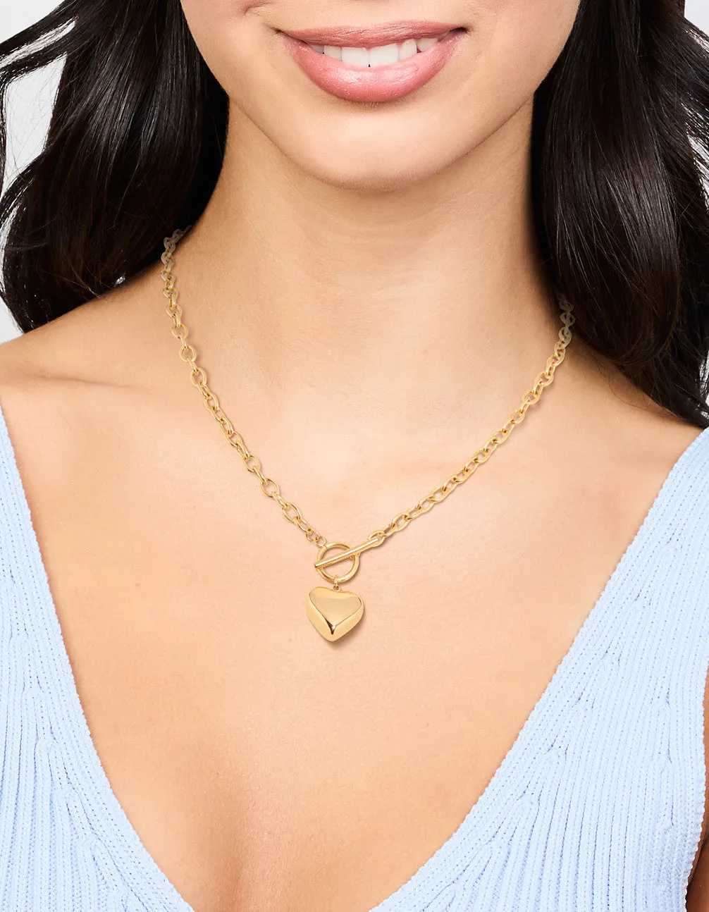Waterproof Gold Plated Stainless Steel Chubby Heart Necklace