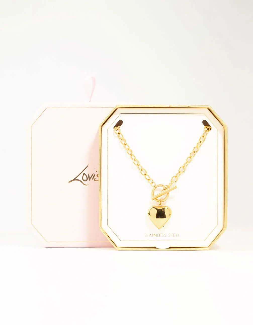 Waterproof Gold Plated Stainless Steel Chubby Heart Necklace