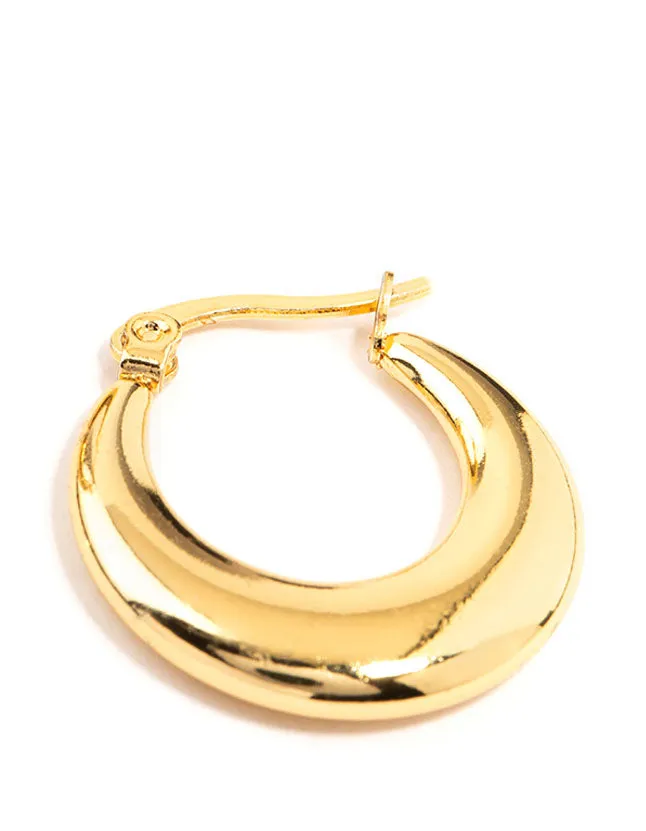Waterproof Gold Plated Stainless Steel Crescent Hoop Earrings