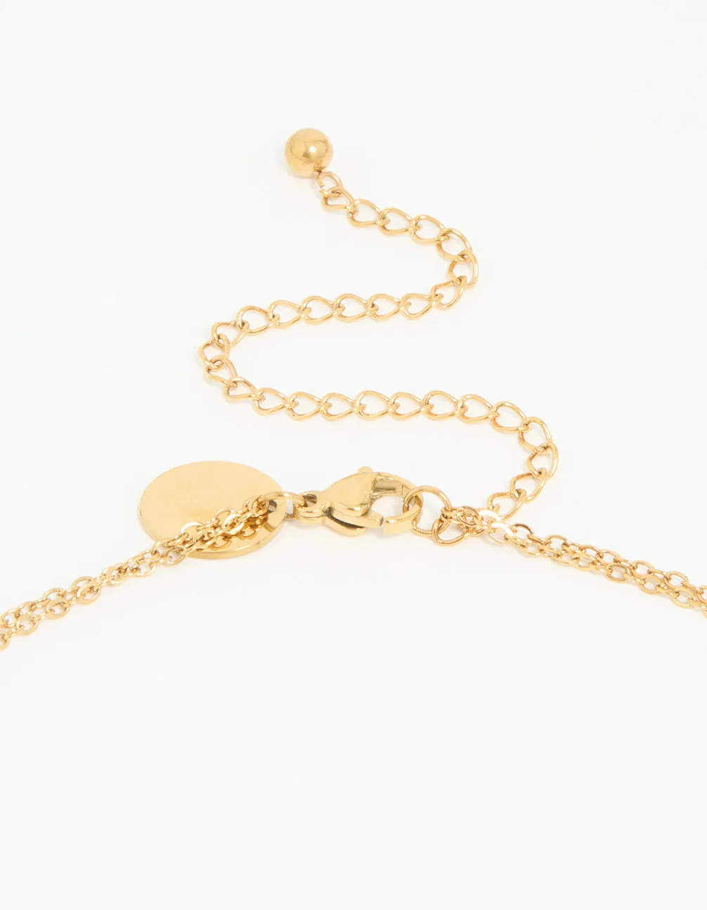 Waterproof Gold Plated Stainless Steel Diamante Pendant Layered Necklace