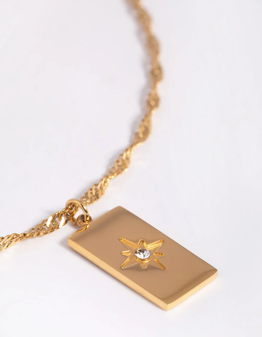 Waterproof Gold Plated Stainless Steel Diamante Star Necklace