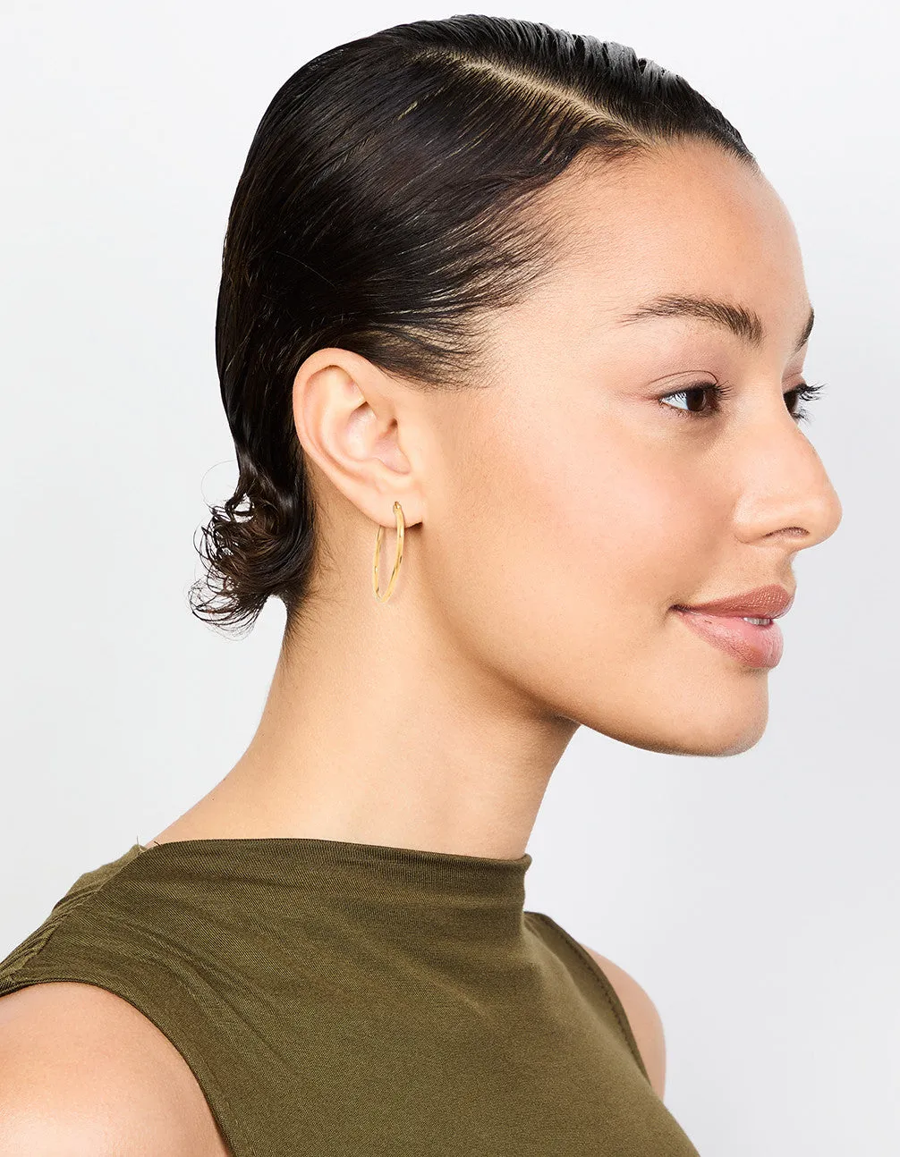 Waterproof Gold Plated Stainless Steel Fine Hoop Earrings