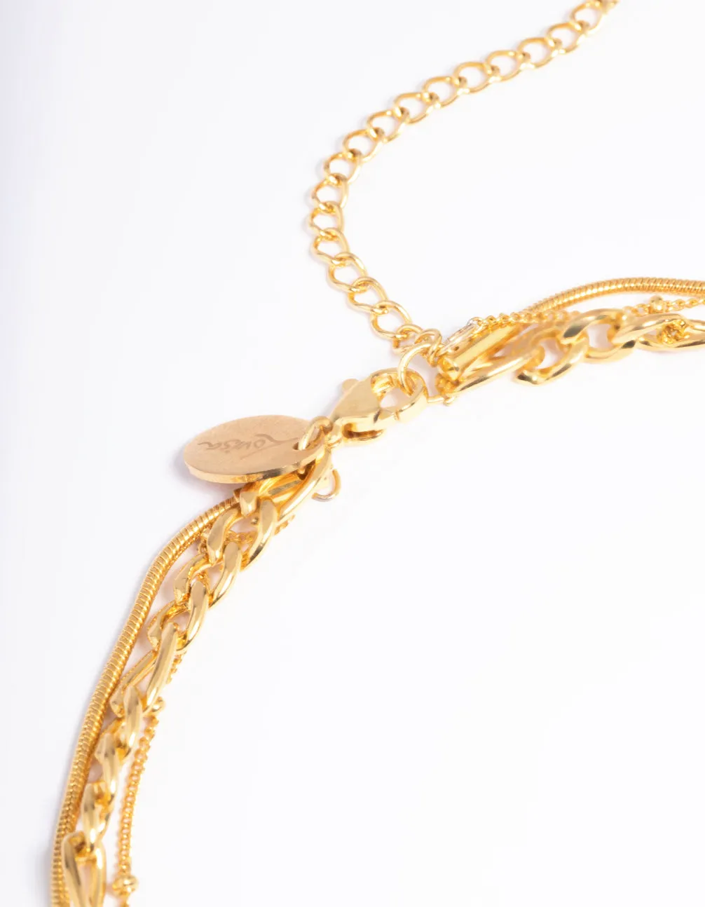 Waterproof Gold Plated Stainless Steel Heart & Freshwater Pearl Layered Necklace