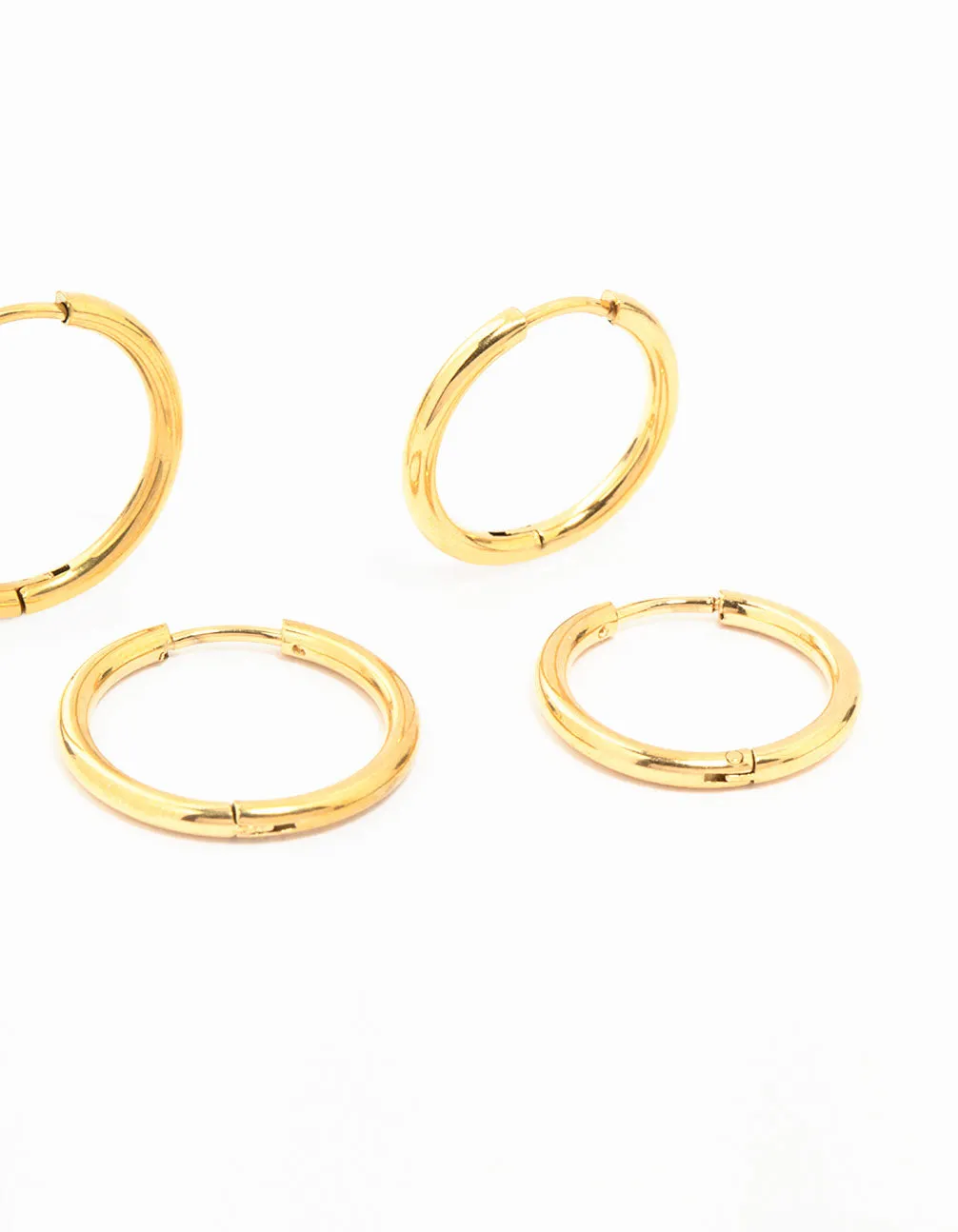 Waterproof Gold Plated Stainless Steel Mini Hoop Earrings 2-Pack