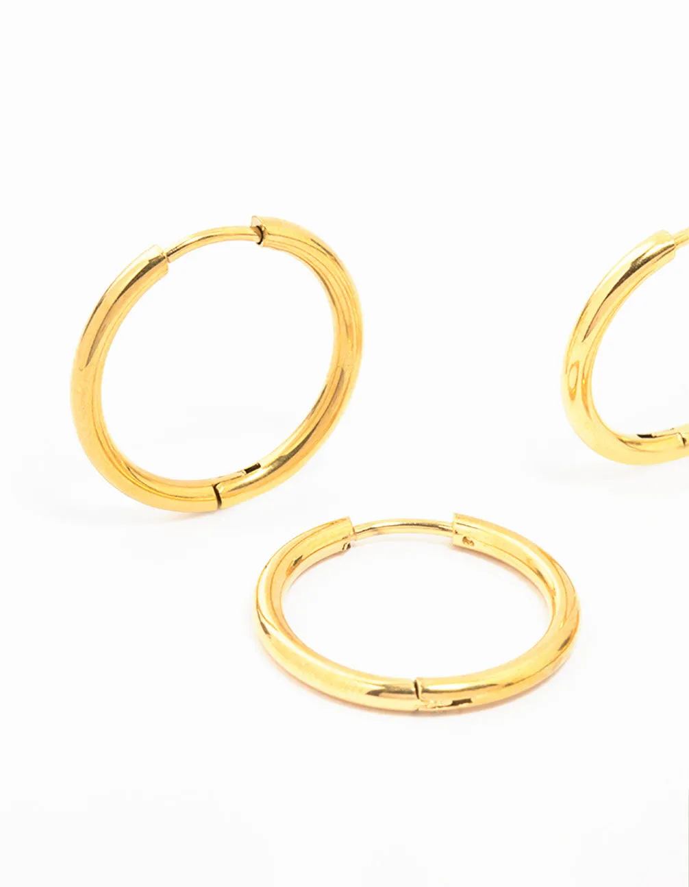 Waterproof Gold Plated Stainless Steel Mini Hoop Earrings 2-Pack