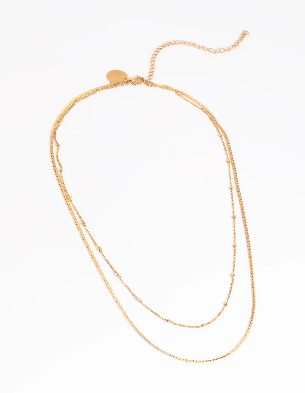 Waterproof Gold Plated Stainless Steel Mixed Chain Layered Necklace