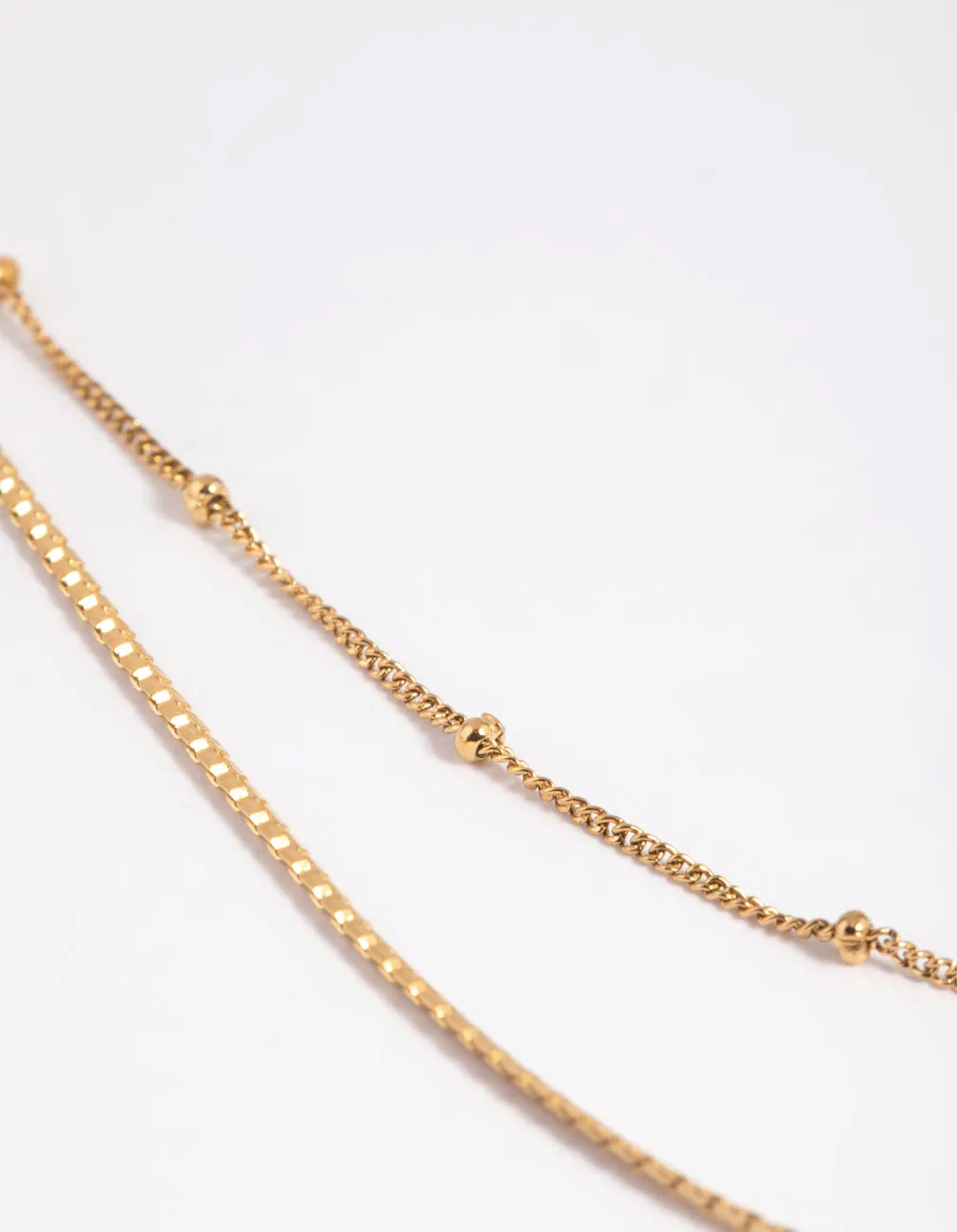 Waterproof Gold Plated Stainless Steel Mixed Chain Layered Necklace