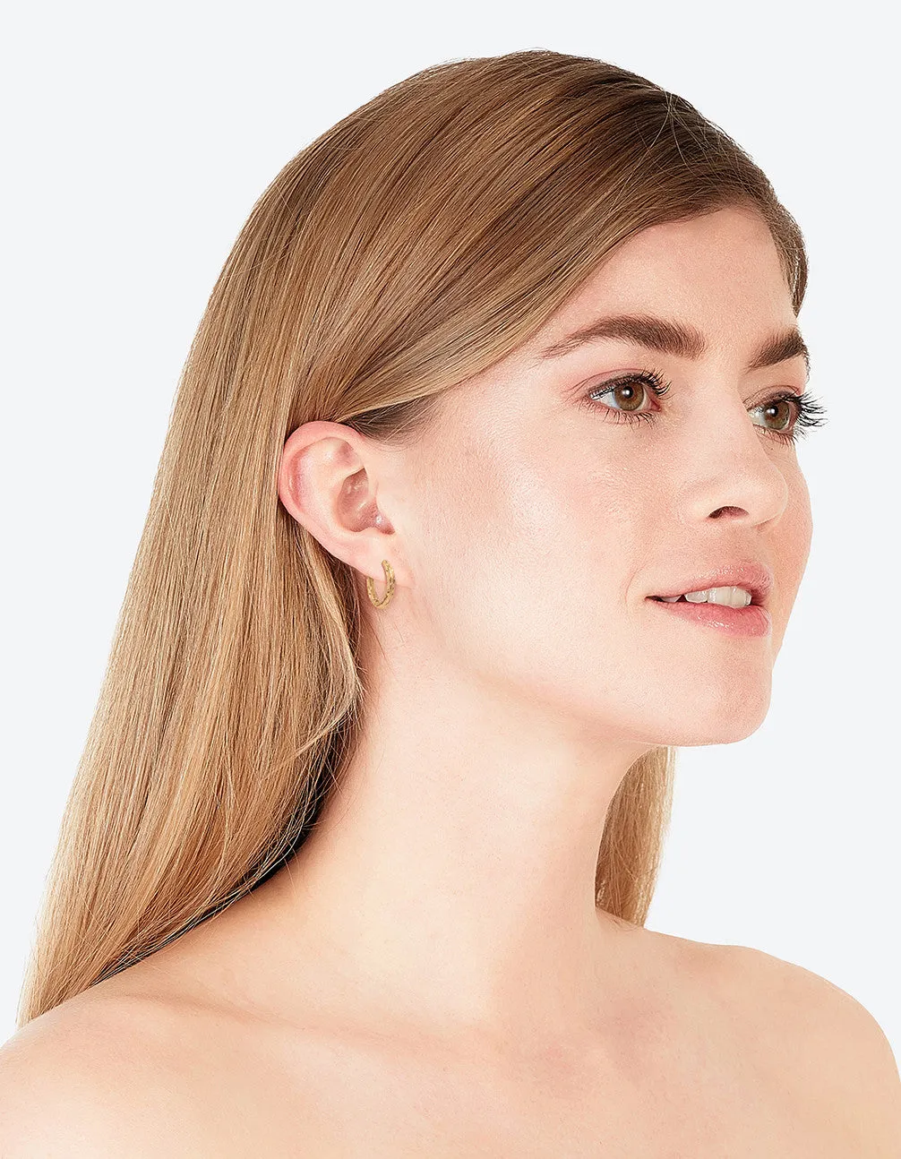 Waterproof Gold Plated Stainless Steel Molten Huggie Hoop Earrings