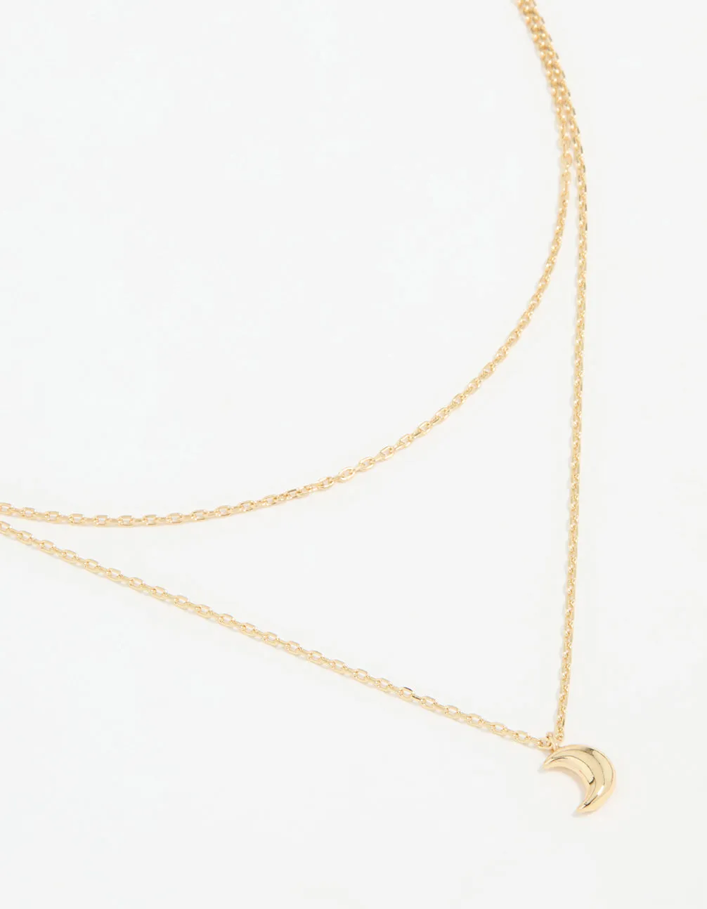 Waterproof Gold Plated Stainless Steel Moon Pendant Layered Necklace