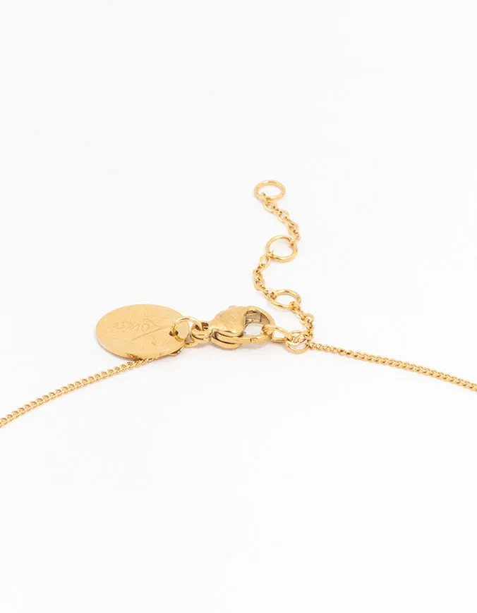 Waterproof Gold Plated Stainless Steel Organic Disc Pendant Necklace
