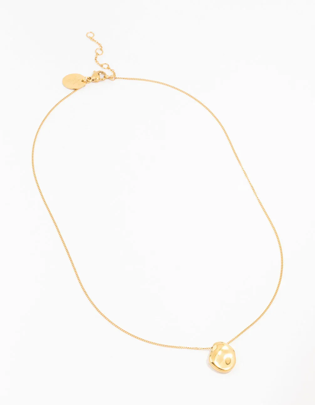 Waterproof Gold Plated Stainless Steel Organic Disc Pendant Necklace