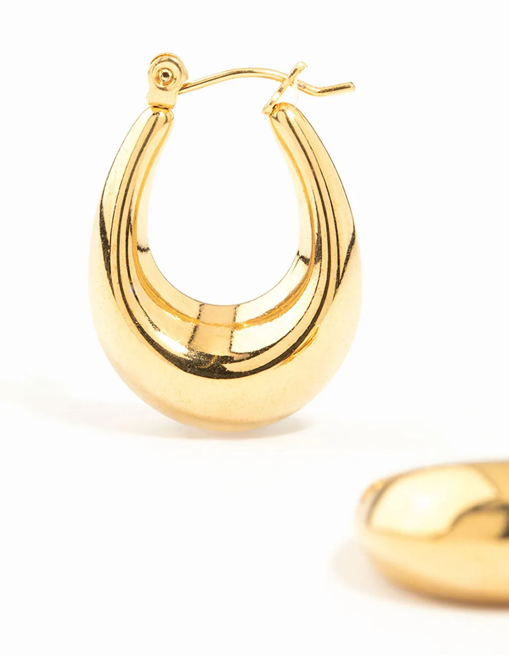 Waterproof Gold Plated Stainless Steel Oval Hoop Earrings