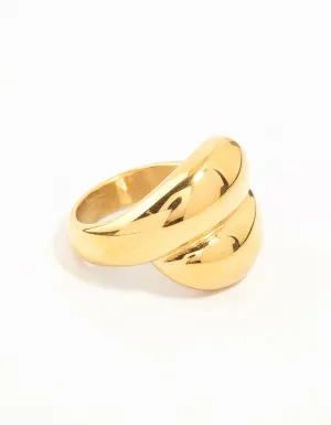 Waterproof Gold Plated Stainless Steel Puffy Stacked Ring