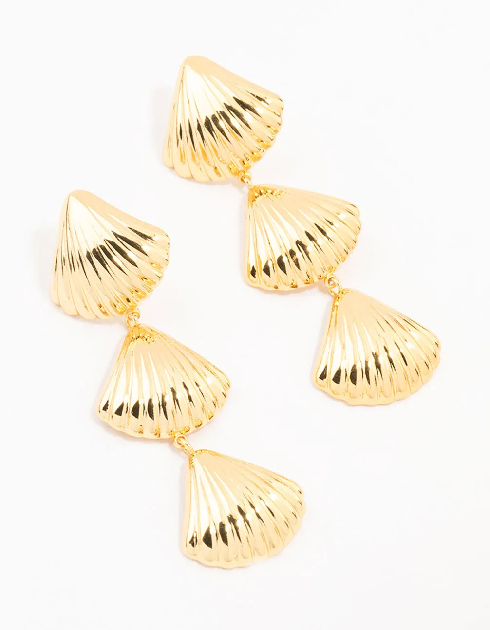 Waterproof Gold Plated Stainless Steel Shell Drop Earrings