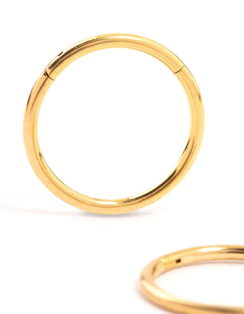 Waterproof Gold Plated Stainless Steel Sleeper Earrings 12 MM