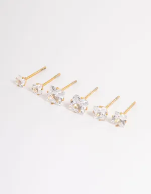 Waterproof Gold Plated Stainless Steel Square Earring Pack