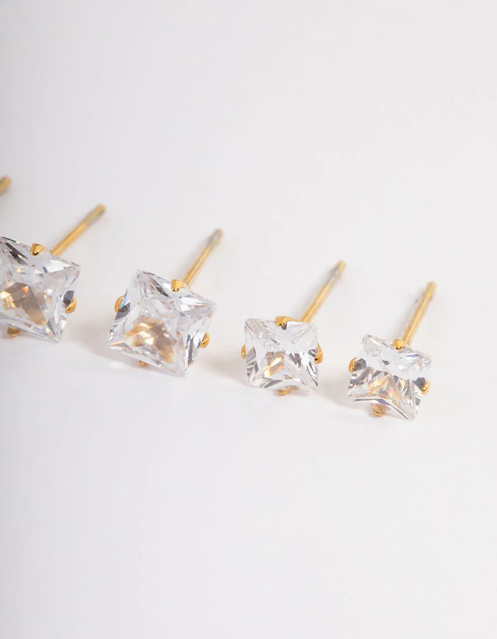 Waterproof Gold Plated Stainless Steel Square Earring Pack