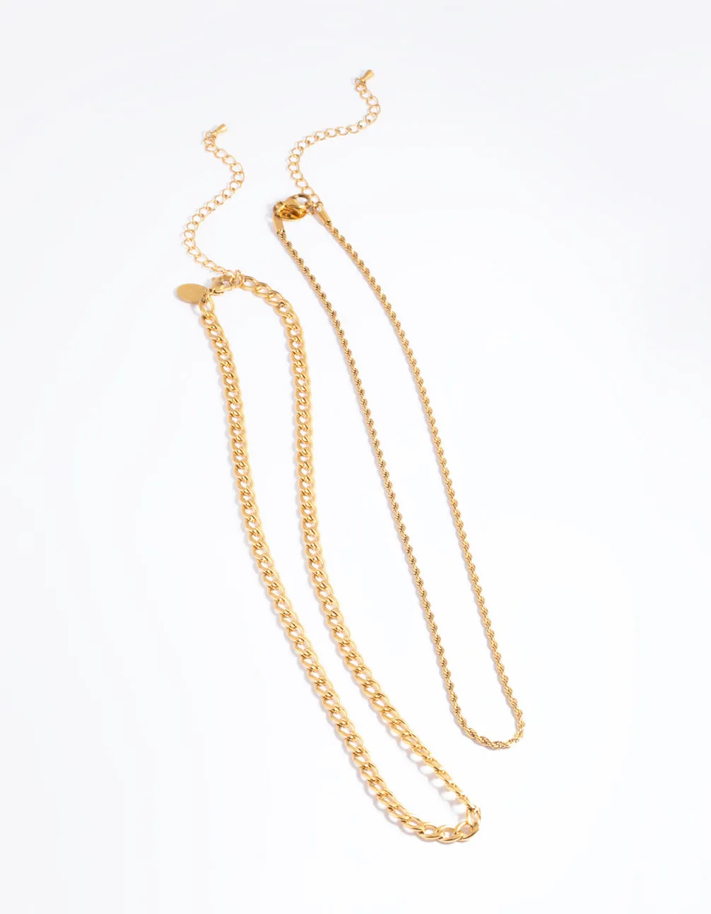 Waterproof Gold Plated Stainless Steel Twist Chain Double Layer Necklace