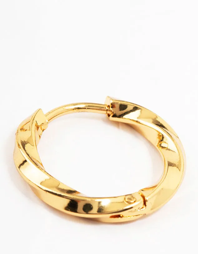 Waterproof Gold Plated Stainless Steel Twisted Hoop Earrings