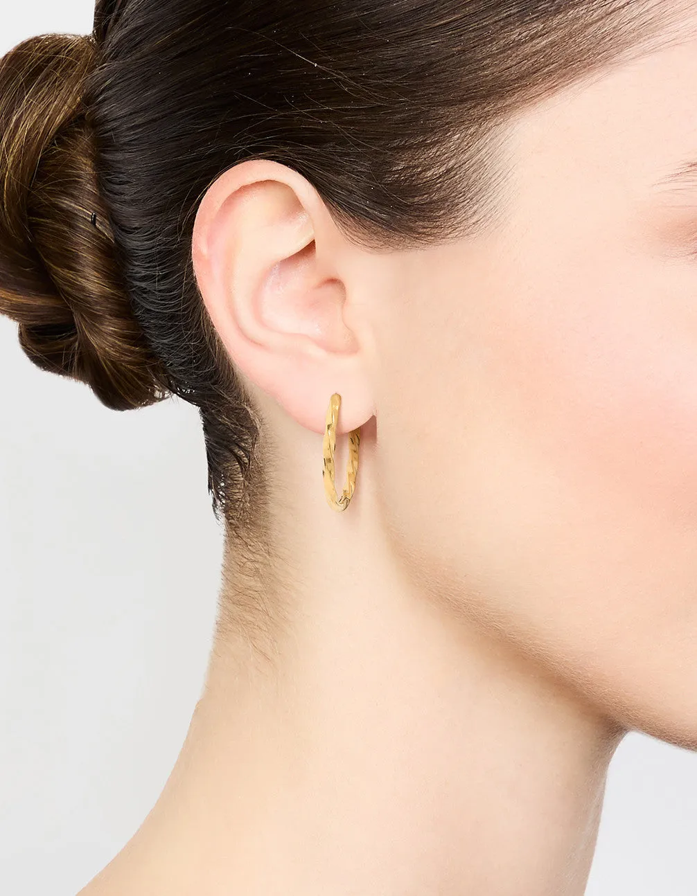 Waterproof Gold Plated Stainless Steel Twisted Hoop Earrings