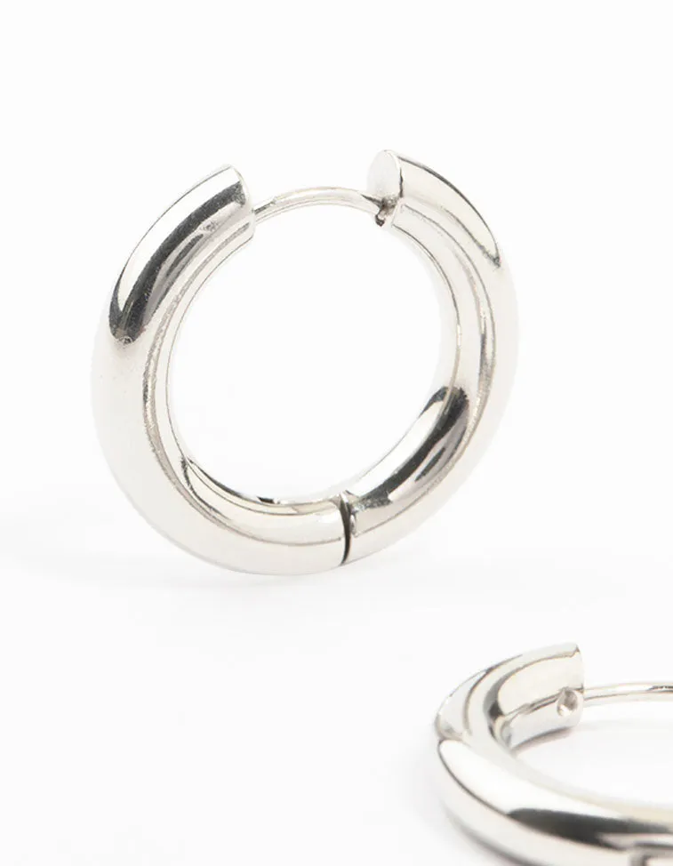 Waterproof Stainless Steel Thick Clicker Hoop Earrings 22 MM