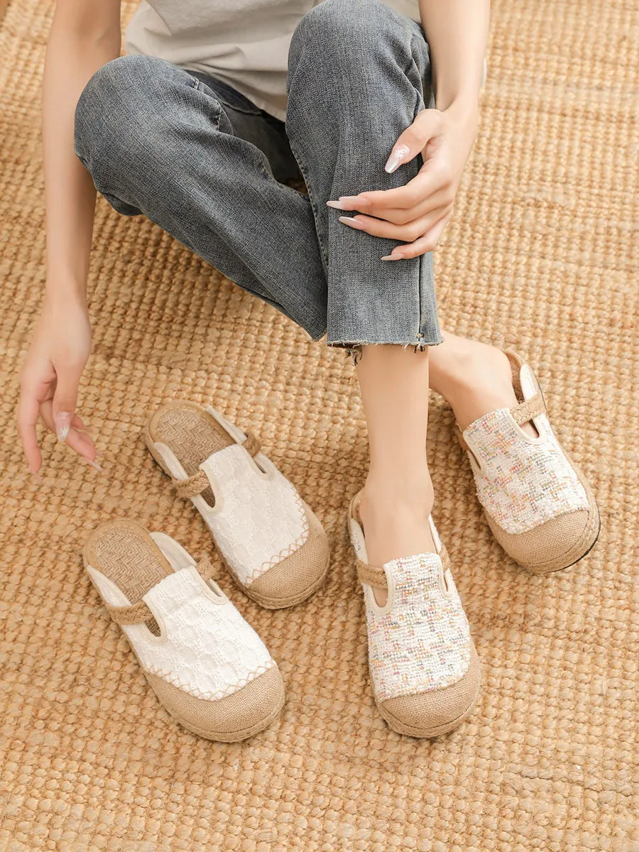 Women Artsy Canvas Linen Spliced Flat Shoes