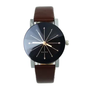 WoMen Quartz Dial Clock Leather Wrist