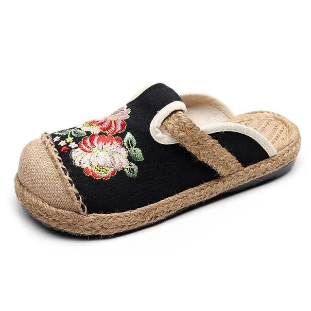 Women Slippers Embroider Summer