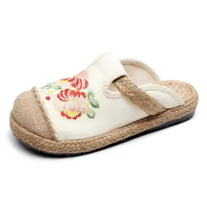 Women Slippers Embroider Summer