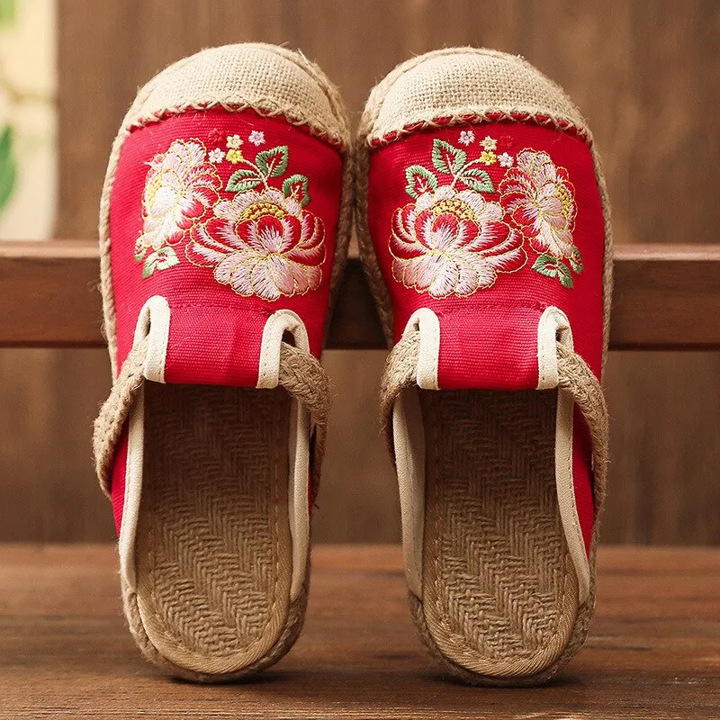 Women Slippers Embroider Summer