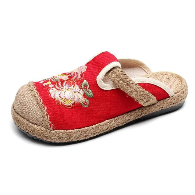 Women Slippers Embroider Summer