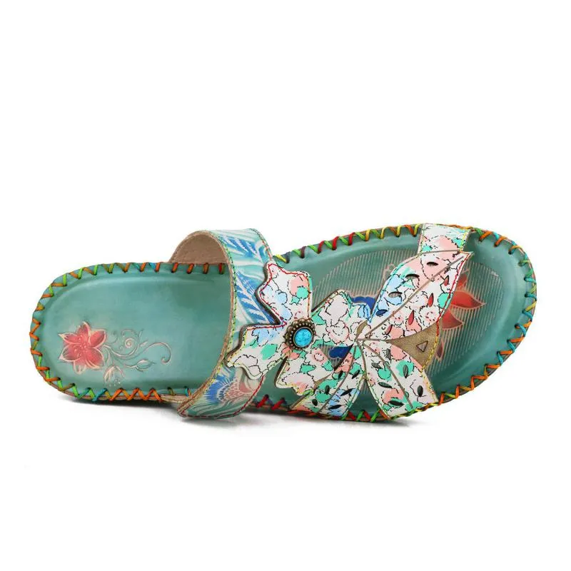 Women Slippers  Genuine Leather Handmade Shoes