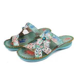 Women Slippers  Genuine Leather Handmade Shoes