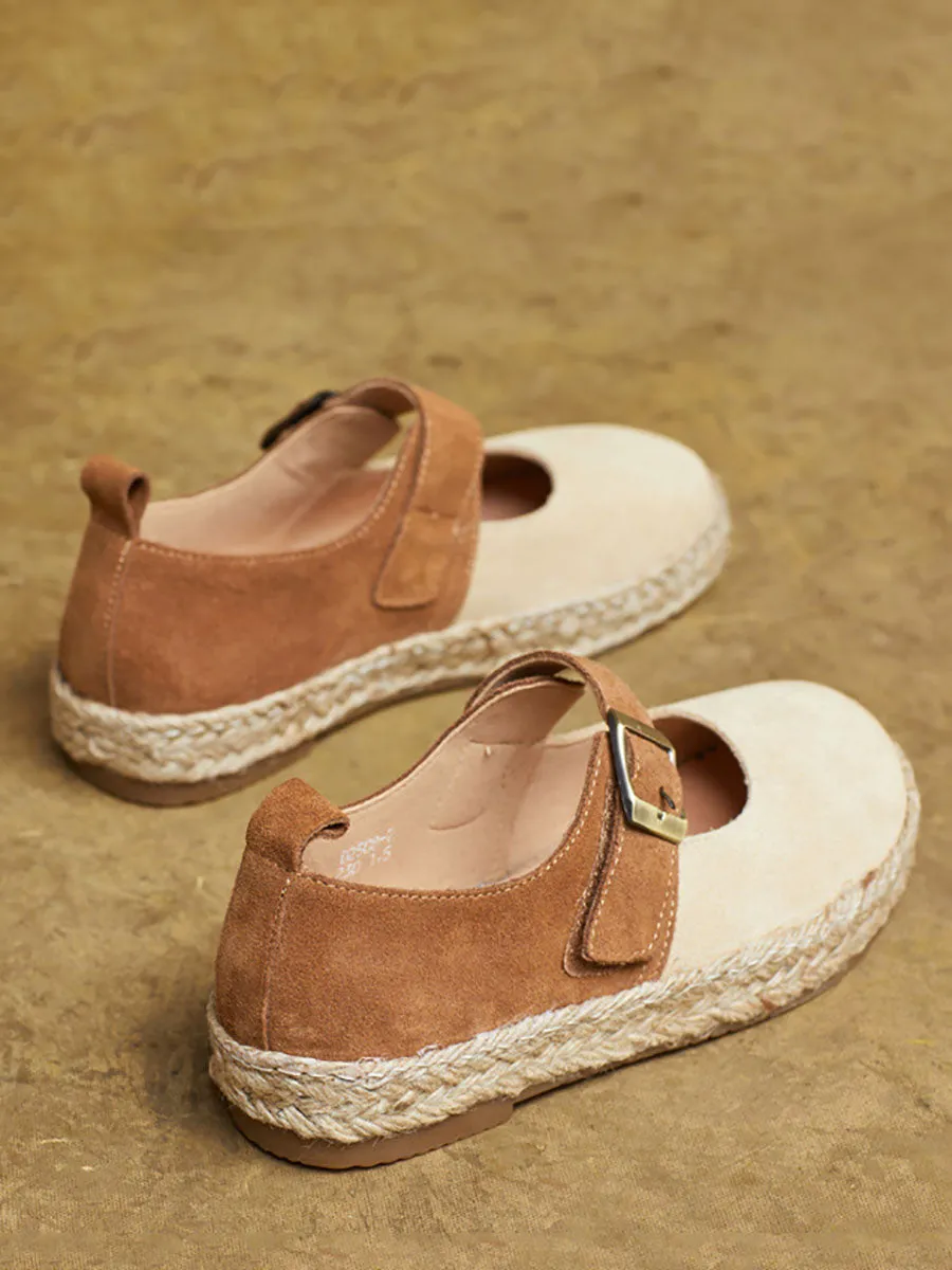 Women Spring Casual Colorblock Leather Shoes