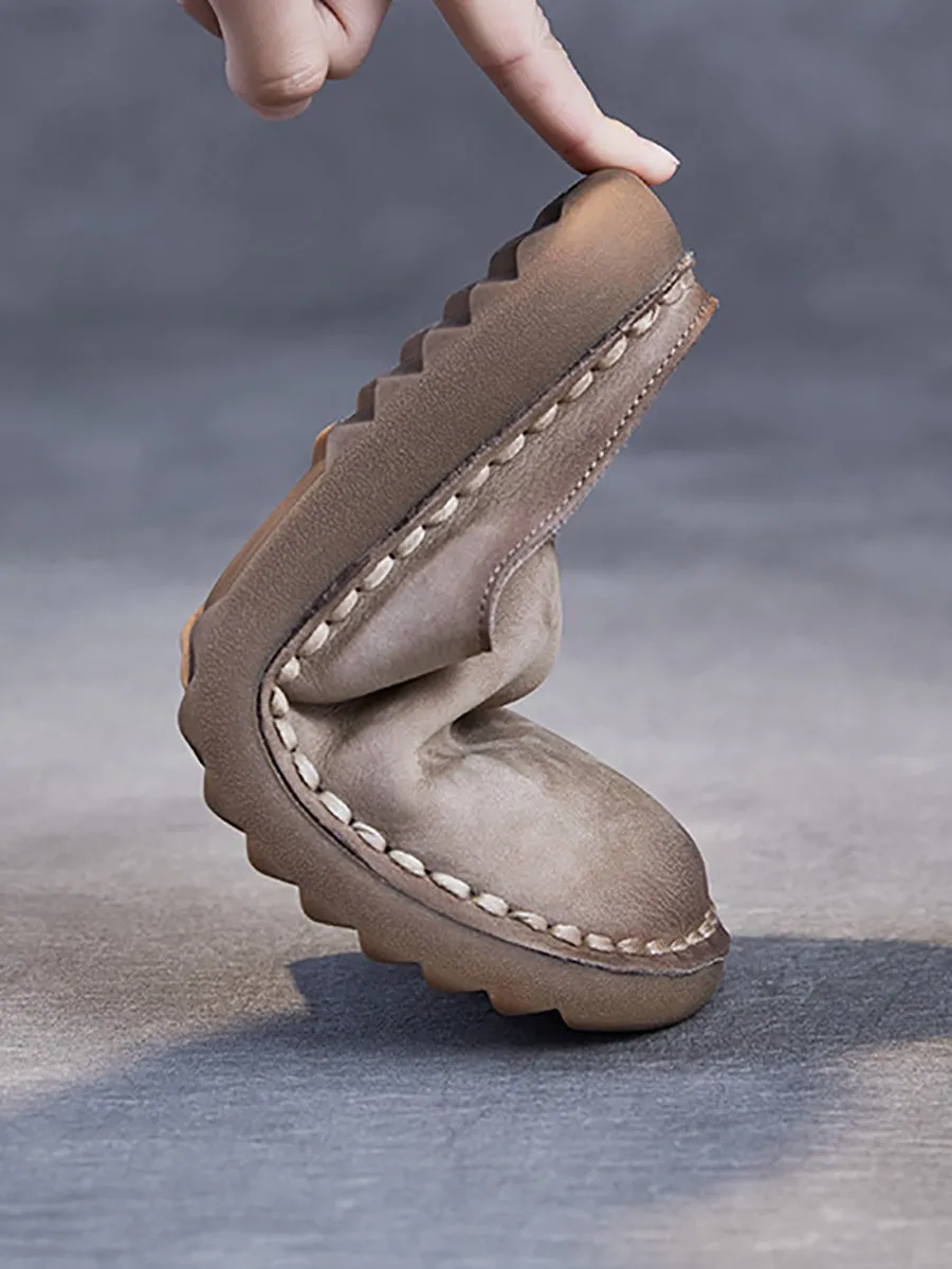 Women Spring Vintage Soft Leather Slippers